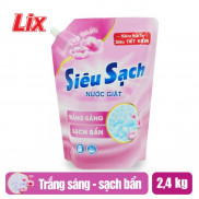 Túi nước giặt Lix Siêu Sạch 2.4kg hương Hoa Anh Đào [mẫu mới 2021 tiết kiệm]